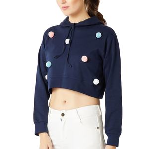 Sudadera corta de gran tamaño con logotipo personalizado para mujer, ropa de calle con capucha para invierno - Product Image 1