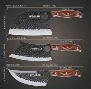 Ensemble de couteaux de cuisine en acier au carbone Viking Serbain Chef, manche en bois ABS, fabrication artisanale, ambidextre, léger, professionnel pour la maison - Product Image 3