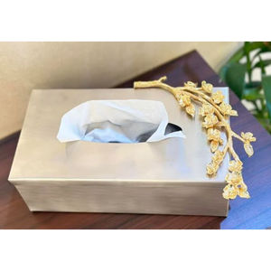 Luxueux Rectangle Forme Boîte À Mouchoirs Serviette Accessoires Boîte À Mouchoirs En Argent De La Plus Haute Qualité Avec Accent De Tigre D'or pour La Meilleure Vente - Product Image 2