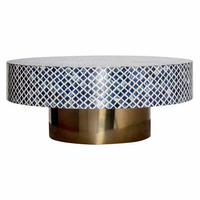 Table basse à incrustation d'os de luxe, faite à la main, avec incrustation d'os et de nacre, taille et design personnalisés