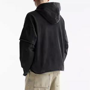 Sudadera con capucha de lavado ácido de algodón 100% para hombre, Jersey de manga doble de alta calidad, estilo Vintage lavado con piedra desteñida para invierno - Product Image 6