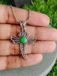 Pendentif Boho en argent sterling 925 Composite Turquoise Gemstone avec plaqué or argent rhodié Pendentifs fins et breloques - Product Image 3