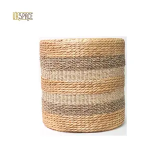 Garden round non-toxic shape supplier ottoman chair Hand-Woven Hyacinth Mix Seagrass Seating Stool from Vietnam