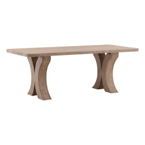 Solid Acacia <b>Wooden</b> Center Curve Rectangular Shape 2 Inch Thickness <b>Top</b> Pedestal Base Modern Kitchen Restaurant Dining <b>Table</b> - Product Image 1