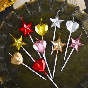 Set di candele di compleanno a spirale a forma di stella e cuore di alta qualità candele per feste di compleanno fantasia - Product Image 1