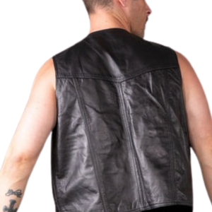 Classic Leather <b>Waistcoat</b> <b>Mens</b> <b>Black</b> Faux Leather Sleeveless Fetish Clubwear Vest - Product Image 6