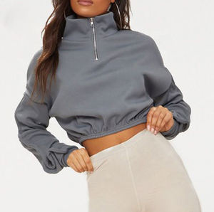 คุณภาพสูง OEM โลโก้ออกแบบล่าสุด Lady Pullover Hoodies ผู้หญิงแขนยาว Crop Top Hoodies - Product Image 3