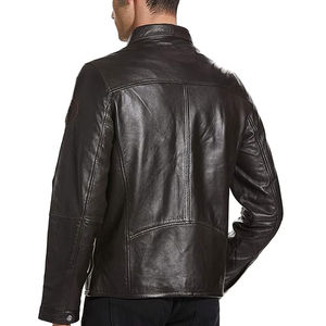 Chaqueta de cuero para hombre para motorista desgastada piel de cordero genuina material de alta calidad precio al por mayor chaqueta de cuero de piel de oveja para hombre - Product Image 2