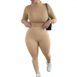 Women's 2-Piece <b>Seamless</b> Yoga Outfit High-Waisted <b>Leggings</b> and Crop Top Solid Pattern Gym Clothes Workout Sets - Product Image 6