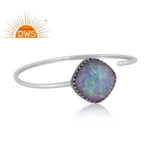 Latest Design Oxidized Sterling <b>Silver</b> Synthetic Green Fire <b>Opal</b> Gemstone Adjustable <b>Ring</b> Custom Jewelry for Women Gift for Her - Product Image 2