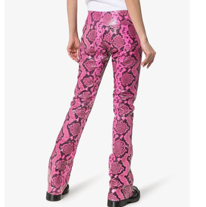 Pantalon en cuir de peau de serpent respirant décontracté Slim Fit droit long pantalon en cuir de peau de serpent formel pour les femmes - Product Image 2