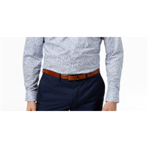 Camicia elegante da uomo Bar III in popeline 100% cotone, a fantasia floreale, con colletto, vestibilità slim, antipiega, taglie 15X32X33, per affari, autunnale, blu - Product Image 3