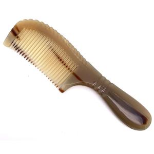 Peigne en corne véritable de marque privée, vintage, manche long naturel, peigne en corne de haute qualité, dents en corne de bœuf, peigne en bois de santal d'Inde - Product Image 1