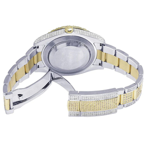 Reloj de pulsera de dos tonos con esfera romana de doble tono totalmente helado VVS Diamond/con fecha Unisex Hip Hop reloj de diamantes helado - Product Image 4