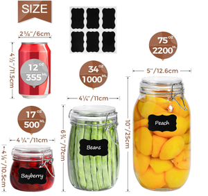 Bocaux en verre pour aliments avec couvercles hermétiques à pince, récipients de cuisine pour farine, café, pâtes et <span class=keywords><strong>conserves</strong></span>, bocaux carrés type Mason - Product Image 2