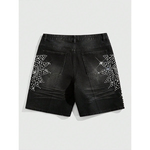 OEM taux bon marché nouvelle mode hommes strass court solide toile haute rue style écologique respirant Logo personnalisé/couleurs - Product Image 4