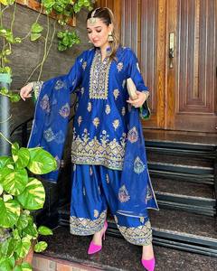 Designer indien pakistanais Top Pallazo & Dupatta Bollywood Dress Party Wear Suit Wedding - Product Image 1