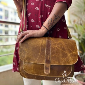 กระเป๋าถือหนังครันช์หนังแท้ทำด้วยมือแท้แบบเต็มรูปแบบมีสไตล์สำหรับผู้หญิงกระเป๋าสะพายไหล่แบบย้อนยุคใช้ในสำนักงานทำจากหนังแท้ - Product Image 1