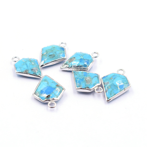 Kingman Block Turquoise 15-17 MM avec pendentif en forme de diamant plaqué argent en pierre naturelle trouvailles pierre de naissance décembre - Product Image 6