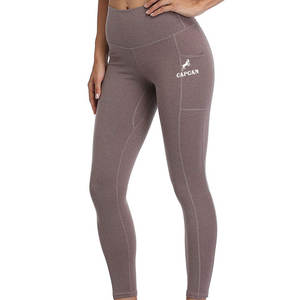 Mallas de Yoga de Color personalizadas de alta calidad para mujer, mallas elásticas informales para Fitness, Push-up, diseño sólido, tela de punto sin costuras - Product Image 3