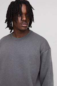 Top Deal 370gsm/430grams Unisex Custom Printed Crew Neck Sweatshirts Winter Plain Dyed Fleece Knitted Cotton Polyester Wholesale - Product Image 6