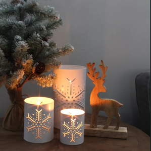 Indian Manufacturer & Exporter's White <b>Tea</b> <b>Light</b> Holder with Metal Snowflakes Design Table Top Christmas Decor Home Decoration - Product Image 4