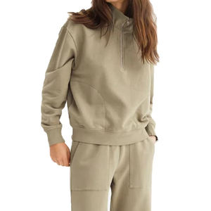 Wholesale Price Casual Wear Long Sleeve <b>Women</b> <b>Quarter</b> <b>Zip</b> Pullover Best Selling Low MOQ Sweatshirt with Pockets - Product Image 1