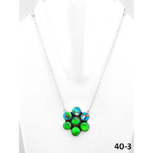 Collier artisanal du sud-ouest, objet culturel de collection, paon et dahlia en argent sterling - Product Image 1