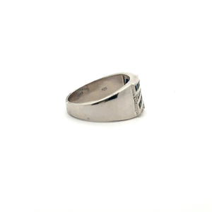 Anillo de declaración de diamante americano y zafiro natural de lujo de diseño moderno para hombres venta directa de fábrica - Product Image 2