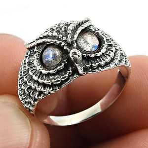 Nouvelle bague créative en forme de hibou pour hommes et femmes, bague animale aux yeux bleus, tendance, prix de gros d'usine, bijoux unisexes - Product Image 2