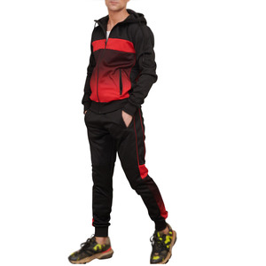 Ensemble de survêtements de sport à manches longues et fermeture éclair pour hommes, rouge et noir, imprimé délavé à l'acide, vêtements d'entraînement respirants pour l'hiver, options de taille plus - Product Image 1