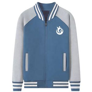 Veste de baseball décontractée légère et écologique pour homme, service OEM sur mesure, col montant, en laine/coton, respirante et coupe-vent - Product Image 3