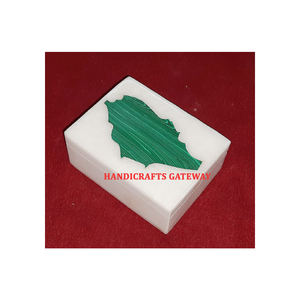 Joyero de mármol blanco de trabajo de malaquita verde natural con diseño personalizado para el comprador, con propósito de regalo de joyería, precio al por mayor - Product Image 1