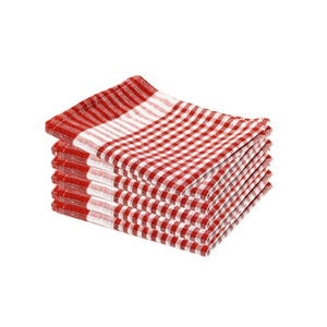 Serviettes de cuisine en coton à carreaux rouges tendance, personnalisables et brodées sur mesure, tissées rectangulaires, lavables en machine, pour une maison confortable - Product Image 1