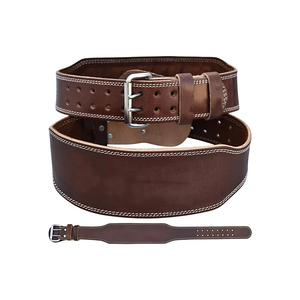 Ceinture de gymnastique noire sur mesure OEM avec logo personnalisé pour le soutien du dos Ceintures de musculation en cuir véritable du Pakistan - Product Image 1