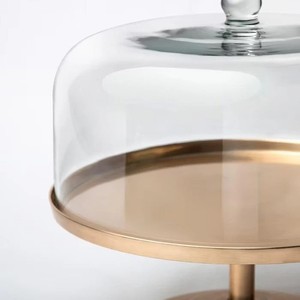 แท่นวางเค้กโลหะสุดหรูพร้อมโดมกระจกฐานทองหรูหราทนทานเหมาะสำหรับงานปาร์ตี้โชว์ขนมหวานและตกแต่งบ้าน - Product Image 4