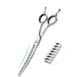 Tijeras de adelgazamiento VG10 5,5 pulgadas acabado pulido Acero inoxidable 32 dientes hoja curva pelo Sloan adelgazamiento Tijera - Product Image 3