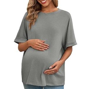 Camisetas de Maternidad para Mujer, Transpirables, de Secado Rápido, 100% Algodón, con Logotipo Personalizable, Hombros Caídos, Spandex, de Alta Calidad - Product Image 2