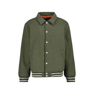 High Quality Custom Embroidered Logo 100% Cotton <b>Fleece</b> Stand Collar Men's Breathable Casual Loose Fit Varsity Jacket - Product Image 5