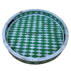 14 นิ้วการออกแบบเรซิ่นสีฟ้า & Mother & Pearl Inlay โลโก้ที่กําหนดเองล่าสุดถาดเสิร์ฟถาดสี่เหลี่ยมผืนผ้าพลาสติกออกแบบคุณภาพร้อน - Product Image 6