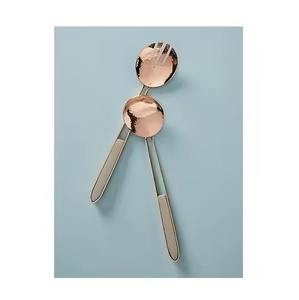 Ensemble de serveurs à salade élégant et moderne en laiton finition mate pour ustensiles de cuisine, couverts - Product Image 6