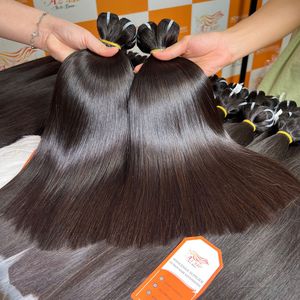 Extensions de cheveux humains bruts vietnamiens 1B de qualité supérieure paquets de cheveux de trame droite en os 14 ''aspect naturel sans enchevêtrement et sans perte - Product Image 2