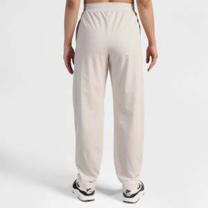 Pantalones de Mujer Color Crema, Corte Recto, Cintura Alta, Transpirables, Casuales, Holgados, para Oficina, con Estampado Formal - Product Image 2