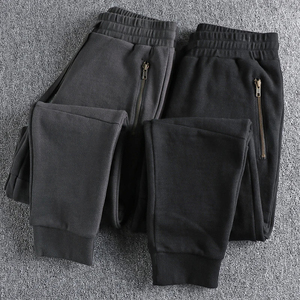 กางเกงวอร์มผ้ากำมะหยี่หนาแบบลำลองสำหรับผู้ชาย, กางเกงกีฬาผ้าโพลีเอสเตอร์/ ผ้าฝ้ายฟอกสีข้อเท้าหนาสไตล์อเมริกันฤดูใบไม้ร่วงฤดูหนาว - Product Image 3