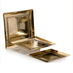 ชุดจานเสิร์ฟอาหารชุบทองสามชุดชุดภาชนะอาหารสุดหรูถาดเสิร์ฟอาหารมาตรฐานคุณภาพสูง - Product Image 1