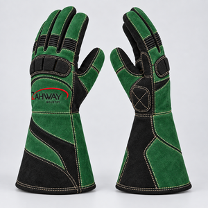 Gants de soudage en cuir, gants tactiques durables, rouge et noir, longueur au poignet, pour travaux extérieurs en hiver, gants de soudage - Product Image 2