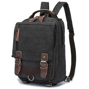 High quality fashion solid color travel portable stylish vintage unisex canvas shoulder bag <b>cheap</b> cute business men's <b>backpack</b> - Product Image 3