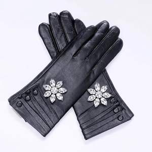 Winter <b>Women</b> Windproof Genuine Sheep Skin Leather Eco-Friendly Keeping Warm <b>Gloves</b> Outdoor Driving Cycling Party Fashion Design - Product Image 6