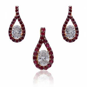 Ensemble de pendentifs charme solitaire en rubis, bijoux fins de luxe sophistiqués pour femmes, adaptés aux mariages, anniversaires, styles festifs - Product Image 3