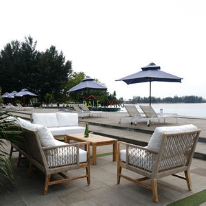 Silla de sofá de diseño moderno para exteriores, muebles de jardín de madera de teca resistentes a la intemperie de alta calidad para Patio Villa Resort & Hotel - Product Image 6